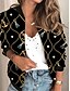 cheap Jackets-Women&#039;s Jacket Bomber Jacket Varsity Jacket Print Regular Coat Black Daily Sporty Zipper Fall V Neck Regular Fit S M L XL XXL 3XL / Summer / Long Sleeve / Casual / 3D Print
