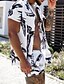 billige Men&#039;s Shirts Sets-Herre Skjortedragter Sæt Blade 3D-udskrivning Aftæpning Afslappet Daglig Kortærmet Knap ned Toppe Afslappet Mode Hawaiiansk Åndbart Hvid