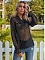 cheap Tops &amp; Blouses-LITB Basic Women&#039;s Visible Dot Twist Front Blouse See Through Shirt Long Sleeve