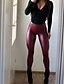 abordables Leggings para Mujer-Mujer Pantalones Polainas Poliuretano Alta cintura Hasta el Tobillo Rojo tinto Primavera, Otoño, Invierno, Verano