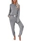 cheap Women&#039;s Clothing-Women&#039;s Loungewear Basic Home Daily Wear Wool &amp; Polyester Blend Solid Color Hoodie Pajamas Fall &amp; Winter Pant Long Sleeve Scoop Neck Belt Included Drawstring