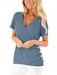 preiswerte Damenmode-Damen T-Shirt Glatt V-Ausschnitt Grundlegend Lässig / Alltäglich Oberteile Grau Blau Ziegelrot Schwarz