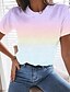 abordables T-shirts-Mujer Camiseta Tie-dye Gradiente de Color Diario Estampado Gradiente morado Manga Corta Básico Casual Escote Redondo