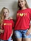 cheap New Arrivals-Mommy and Me Cotton T shirt Tops Daily Heart Letter Print White Black Gray Short Sleeve Daily Matching Outfits / Summer