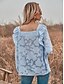 abordables Tops &amp; Blouses-Mujer Blusa Plano Manga Larga Escote en U Básico Moda Tops Azul Piscina