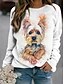 cheap Women&#039;s Hoodies &amp; Sweatshirts-Women&#039;s Sweatshirt Pullover Streetwear Sportswear Print White Animal Dog 3D Loose Fit Casual Daily Round Neck Long Sleeve Without Lining Micro-elastic Spring Autumn / Fall Fall &amp; Winter