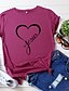 abordables T-shirts-Mujer 100% Algodón Corazón Rosado-negro Vino tinto-blanco Amarillo-negro Estampado Manga Corta Casual Básico Escote Redondo