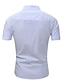 billige Men&#039;s-Herre Skjorte Cargo skjorte Aftæpning Ensfarvet Hvid Sort Kakifarvet Kortærmet Knap ned Afslappet Daglig Toppe Bomuld Mode Afslappet Åndbart Bekvem