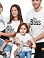 cheap New Arrivals-Family Look Cotton T shirt Tops Daily Letter Print White Black Gray Short Sleeve Basic Matching Outfits