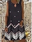 abordables Vestidos boho-Mujer Vestido de verano Mini vestido corto Blanco Negro Sin Mangas Floral Estampado Verano Escote Redondo caliente Casual Boho Playa 2021 S M L XL XXL