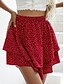 baratos Skirts-Mulheres Boho Mini Saias Encontro Férias Poá Multi Camadas Vermelho S M L / Acima do Joelho