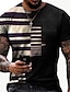 billige Men&#039;s-Herre T-Shirts T-shirt Stribet Grafiske tryk 3D-udskrivning Rund hals Daglig Ferie Kortærmet Trykt mønster Toppe Afslappet Designer Stor og høj Blå Sort Rød / Sommer