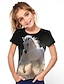 abordables T-shirts et chemisiers pour filles-Fille 3D Graphic Animal T-shirt Tee-shirts Manche Courte 3D effet Printemps été Actif Polyester Rayonne Enfants 3-12 ans Ecole