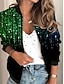 cheap Jackets-Women&#039;s Jacket Fall Summer Daily Holiday Regular Coat V Neck Regular Fit Sporty Casual Jacket 3D Print Long Sleeve Print Color Gradient Black