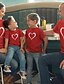 cheap New Arrivals-Family Look Cotton Tops Daily Heart Print Black Red Short Sleeve Daily Matching Outfits
