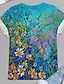 cheap Plus Size Tops-Women&#039;s Plus Size Tops T shirt Floral Graphic Print Short Sleeve Crewneck Basic Summer Blue Big Size XL XXL 3XL 4XL 5XL