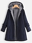 cheap Coats &amp; Trench Coats-Women&#039;s Plus Size Warm Hoodie Coat Fleece Coat Solid Color Pocket Long Sleeve Outdoor Causal Long Hoodie Winter Fall Navy Red XL 2XL 3XL 4XL 5XL / Loose Fit