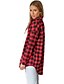 baratos Tops &amp; Blouses-Litb básico camisa xadrez feminina manga longa gola camisa tops básicos