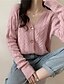 baratos Cardigãs-Mulheres Carregam Côr Sólida Manga Longa Casacos de malha Decote V Rosa Caqui Branco
