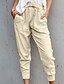 cheap Pants-Women&#039;s Linen Pants Normal Faux Linen Plain Black White Streetwear Mid Waist Ankle-Length Daily Weekend Summer Spring &amp;  Fall