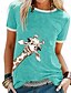 baratos T-shirts-forwelly feminino camiseta girafa animal print verão casual manga curta gola redonda pullover blusa preta