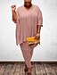 cheap Plus Size Collection-Women&#039;s Plus Size Tops Plain Set Bow V Neck Half Sleeve Spring Summer Comfortable Sport Yellow Blushing Pink Gray Big Size L XL XXL 3XL 4XL / Regular Fit / Holiday