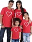 preiswerte New Arrivals-Familienblick Baumwolle Oberteile Täglich Herz Bedruckt Schwarz Rote Kurzarm Täglich Passende Outfits