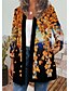 baratos Jaquetas Femininas-Mulheres Blusão Jaqueta casual Imprimir Casual Diário Feriado Casaco Padrão Tecido de camada de ar Preto Amarelo Abertura Frontal Outono Inverno Decote Redondo Normal S M L XL XXL 3XL / Plantas
