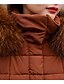 cheap Down&amp; Parkas-Women&#039;s Down Daily Fall Winter Long Coat Slim Chic &amp; Modern Jacket Long Sleeve Solid Color Fur Trim caramel Gray / Removable Hood / Lined
