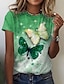 billige T-shirts-Dame T skjorte Sommerfugl Avslappet Helg Gressgrønn Svart Gul Trykt mønster Kortermet Grunnleggende Rund hals Normal