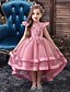 cheap Girls&#039; Dresses-Kids Little Girls&#039; Dress Solid Colored Layered Dress Wedding Party Beaded Embroidered Layered Blushing Pink Wine Khaki Asymmetrical Short Sleeve Active Sweet Dresses New Year Slim 3-12 Years