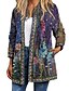 cheap Coats &amp; Trench Coats-Women&#039;s Casual Jacket Floral Print Fall Winter Regular Coat Regular Fit Casual Baroque Jacket Long Sleeve Blue Daily Holiday