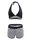 cheap Bikini-Women&#039;s Swimwear Tankini Beach Wear Swimsuit Geometric Black Swimwear Bathing Suits / Padded Bras