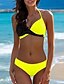 preiswerte Bikini-Damen Bikinis 2 Stück Badeanzug Push-Up Hosen Einfarbig Gelb Fuchsie Schwarz Rote Bademode Badeanzüge / Gepolsterte BHs
