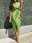 abordables Vestidos de Nochevieja-Mujer Vestido Midi Vestido verde esmeralda Vestido ajustado Verde Ejército Sin Mangas Separado Acordonado Color puro Un Hombro Primavera Verano Elegante caliente Sensual 2022 S M L XL