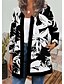 cheap Jackets-Women&#039;s Jacket Casual Jacket Print Casual Daily Holiday Coat Regular Air Layer Fabric White Black Open Front Autumn / Fall Winter Round Neck Regular Fit S M L XL XXL 3XL / Trees / Leaves / Floral