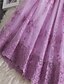 preiswerte Kleider für Mädchen-Kinder Wenig Kleid Mädchen Einfarbig Spitze Bestickt Weiß Purpur Knielang Kurzarm Aktiv nette Art Prinzessin Kleider 2-8 Jahre