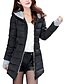 preiswerte Damenmäntel und Trenchcoats-Damen Langarm Oberbekleidung mit Handschuhen Baumwolle gepolsterte Jacken Tasche Kapuzenmantel (mittel, schwarz)