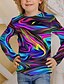 cheap Girls&#039; Tees &amp; Blouses-Kids 3D Vertigo Print T shirt Long Sleeve Rainbow Black 3D Print Graphic Print Daily Wear Active 4-12 Years / Fall