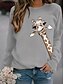 cheap Women&#039;s Hoodies &amp; Sweatshirts-women&#039;s giraffe print long sleeve pullover funny tops regular fit comfortable crew neck sweatshirt yellow