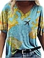 preiswerte T-shirts-Damen Kurzarm Tops Vintage Grafik T-Shirts Weltkarte Blusen Loose Map Shirt für Frauen y2k 90er Jahre lustiges T-Shirt