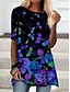 cheap Autumn dress-Women&#039;s Short Mini Dress T Shirt Dress Tee Dress Blue Purple Half Sleeve Print Floral Animal Round Neck Fall Summer Holiday Casual 2021 S M L XL XXL 3XL