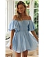 cheap Casual Dresses-Women&#039;s Short Mini Dress Swing Dress White Pink Sky Blue Red Short Sleeve Ruched Pleated Pure Color Off Shoulder Spring Summer Casual Sexy 2022 S M L XL XXL XXXL