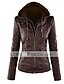 cheap Furs &amp; Leathers-Women&#039;s Jacket Faux Leather Jacket Faux Fur Coat Daily Outdoor Fall Spring Short Coat Slim Waterproof Breathable Sexy Streetwear Jacket Long Sleeve Solid Color Classic Style Retro dark brown
