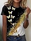 abordables Hauts les plus vendus-Femme T shirt Tee Animal Bloc de couleur Papillon du quotidien Fin de semaine Noir Jaune Violet Imprimer Manche Courte basique Col Rond Standard