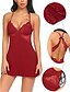 cheap Sleep &amp; Lounge-Women&#039;s 1 PC Pajamas Nightgown Satin Casual Comfort Lace Textured Spandex Home Party Daily Straps Gift Sleeveless Open Back Lace Trims Spring Summer Black Wine / Cute