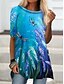 cheap Autumn dress-Women&#039;s Short Mini Dress T Shirt Dress Tee Dress Blue Purple Half Sleeve Print Floral Animal Round Neck Fall Summer Holiday Casual 2021 S M L XL XXL 3XL