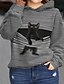 cheap Plus Size Tops-Women&#039;s Plus Size Tops Hoodie Sweatshirt Striped Cat Animal Print Long Sleeve Fall Winter Streetwear Blue Black Big Size L XL XXL 3XL 4XL