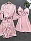 cheap Sleep &amp; Lounge-Women&#039;s 2 Pieces Pajamas Sets Nighty Casual Comfort Satin Patchwork Jacquard Satin Party Home Deep V Gift Lace Mesh Fall Spring Belt Included Pink Khaki / Spandex / Super Sexy / Bow / Strap
