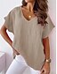 baratos Super Sale-Women&#039;s Blouse Plain Short Sleeve V neck Loose Fit